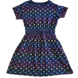 Primary Navy Blue Multi-Color Polkadot Dress